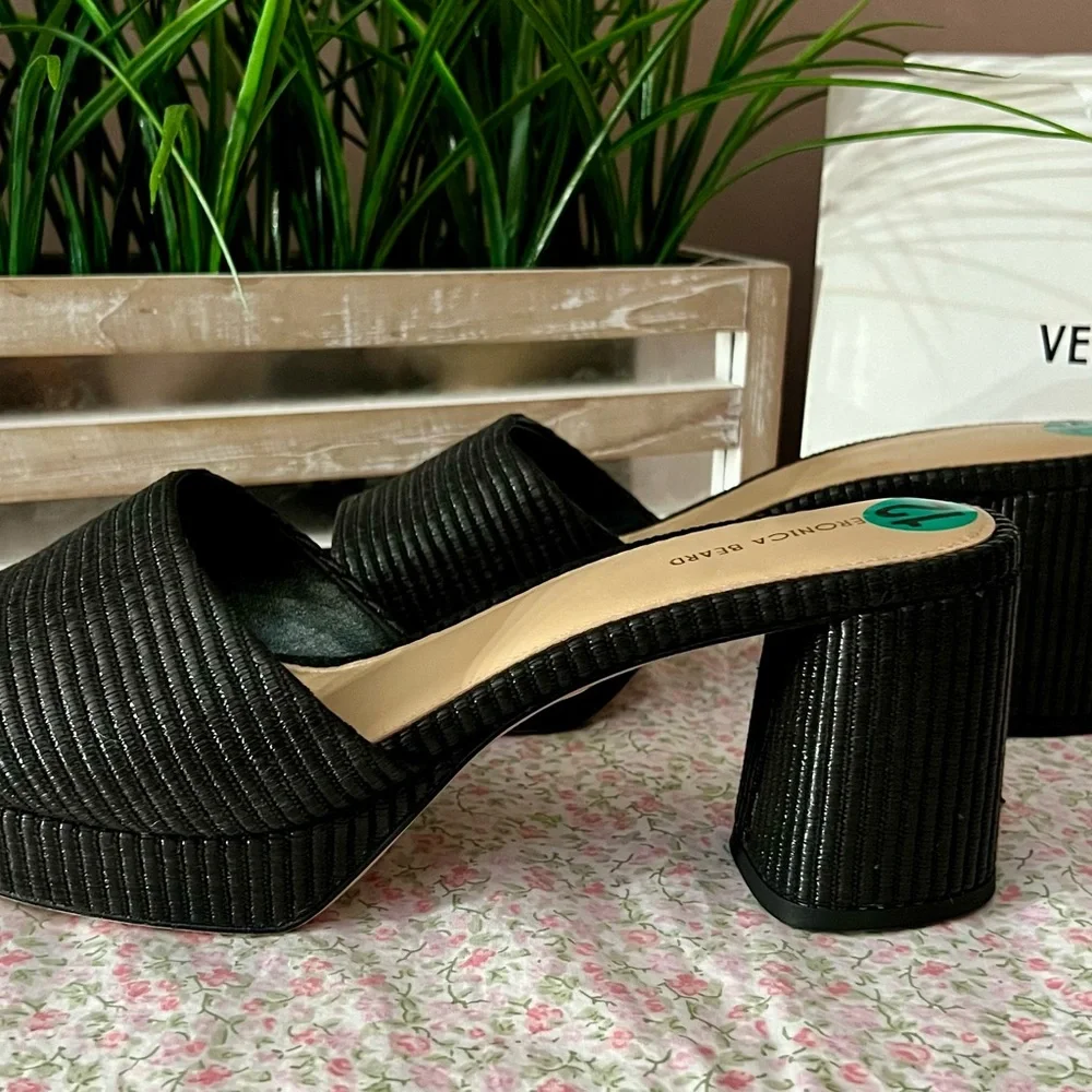 VERONICA BEARD Dali Platform Woven Raffia Slide Sandal - Picture 9 of 11